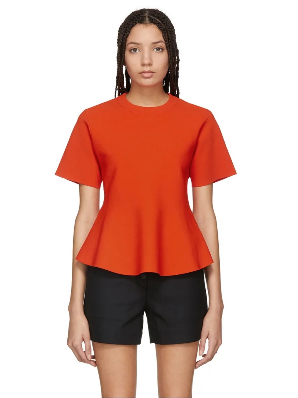 PROENZA SCHOULER NEW Orange Flare Knit Top Peplum XS
